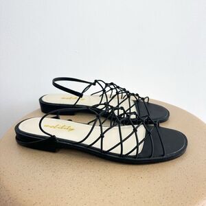 Mobility Women’s Black Gladiator Fabric Knot Slip on Sling back Sandal